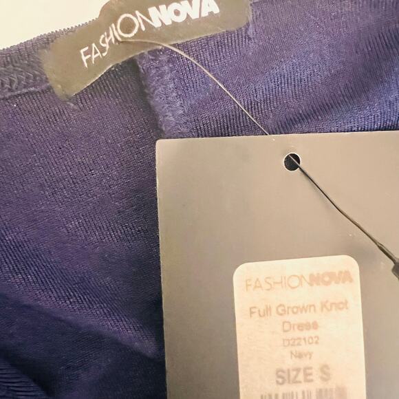 Fashion Nova Full Grown Knot Front Slit Blue Dress Size S Small - Picture 5 of 8